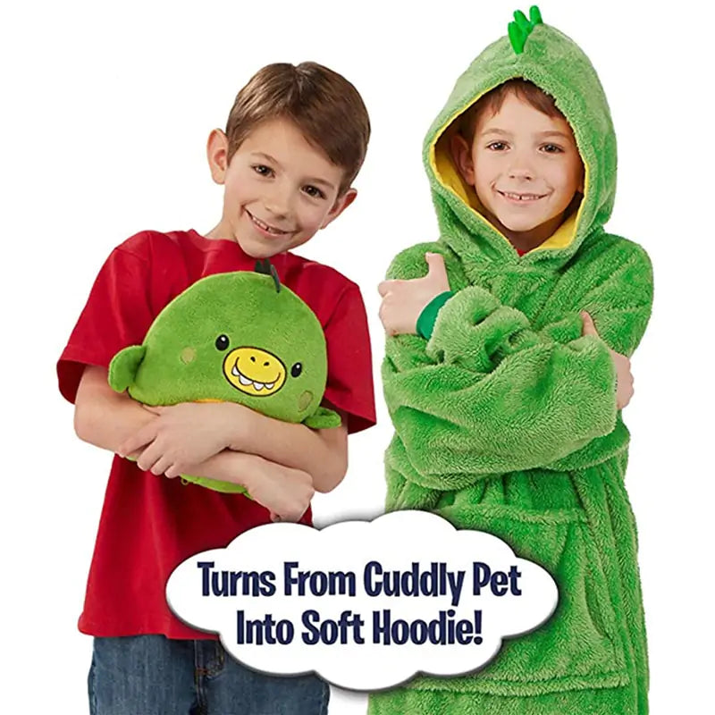 Kids Pets Blanket Hoodie Soft Plush